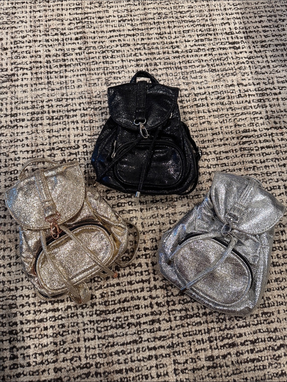 Sparkle Mini Backpack - Black, Silver & Gold